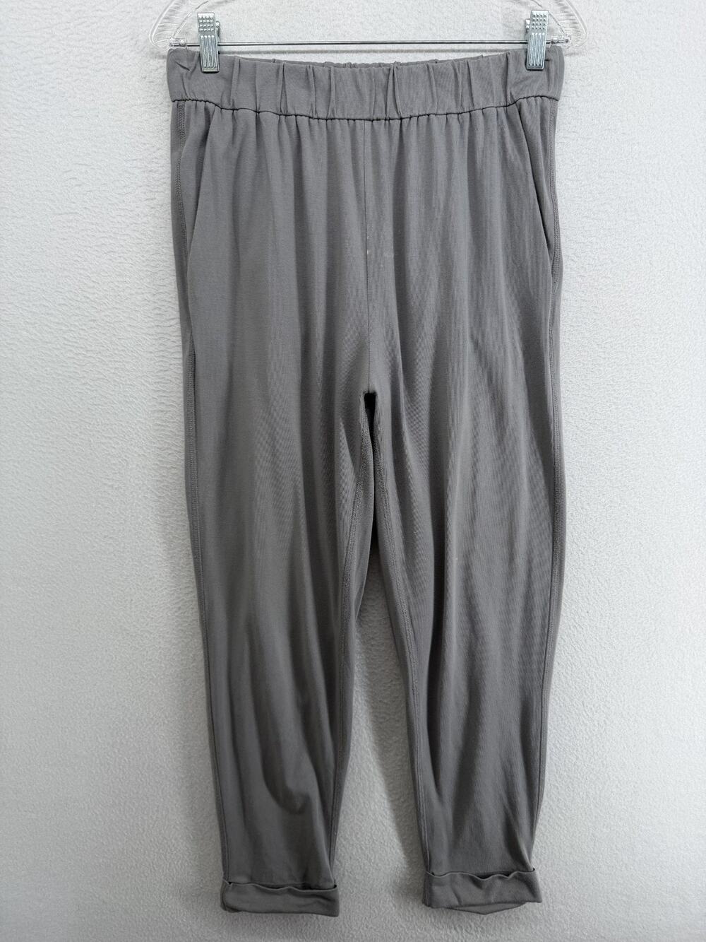 EILEEN FISHER Pants S Stretch Organic Cotton Jersey Cuffed Cropped Gray USA